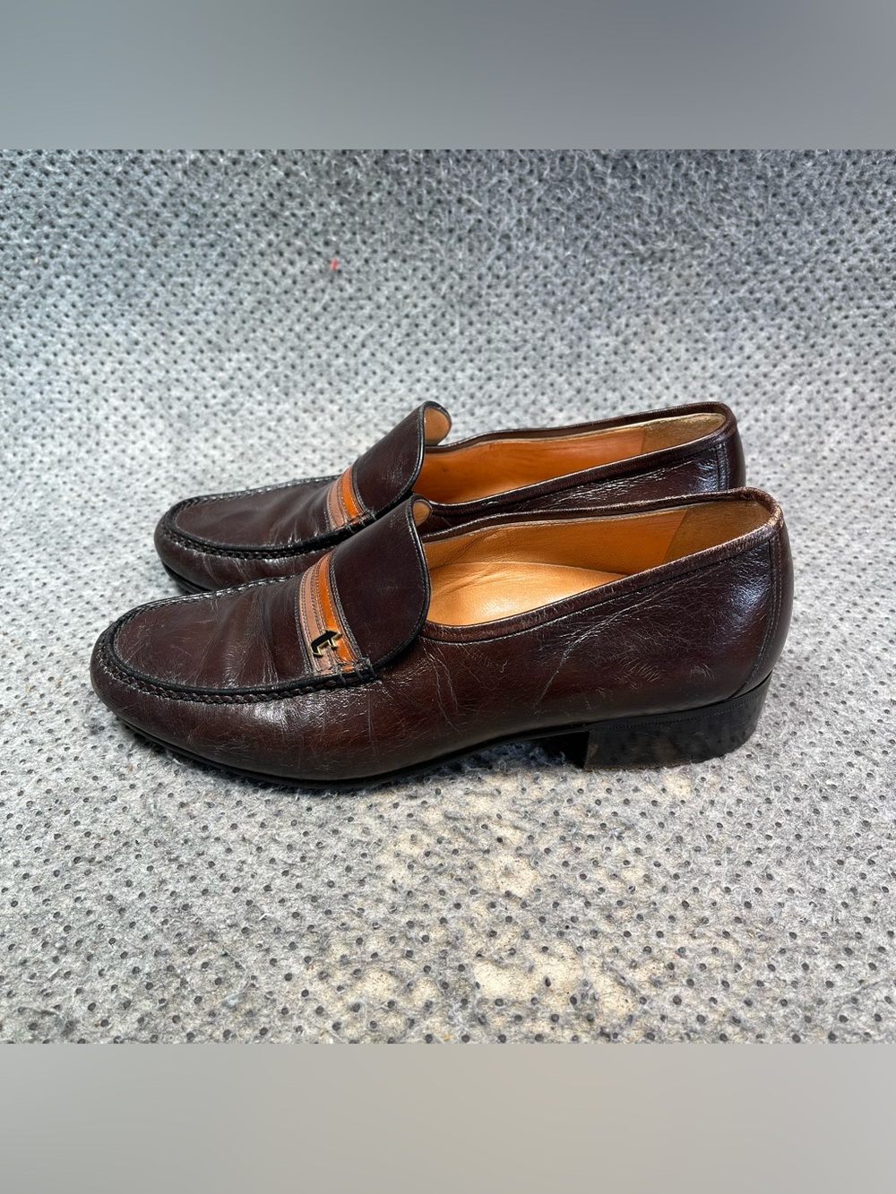 A. Testoni Red Brown Leather Loafers Size 4.5 Women’s